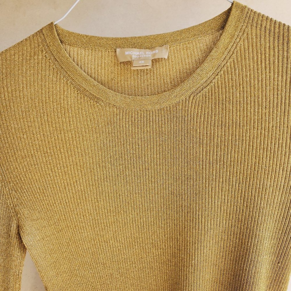 Gold Metallic Crewneck Sweater